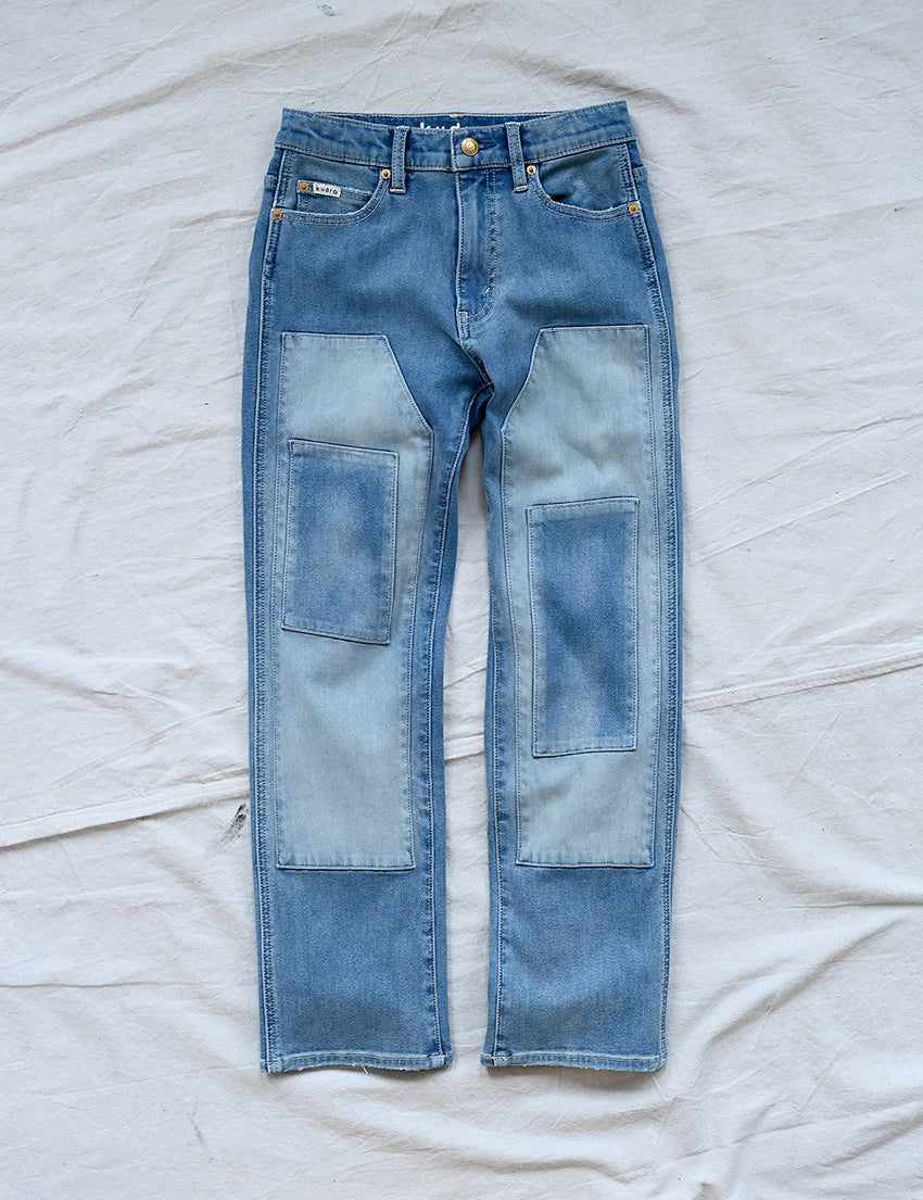 Kudro Kids The Utility Straight leg denim jeans with patches full image