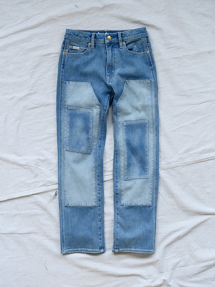 Kudro Kids The Utility Straight leg denim jeans with patches full image
