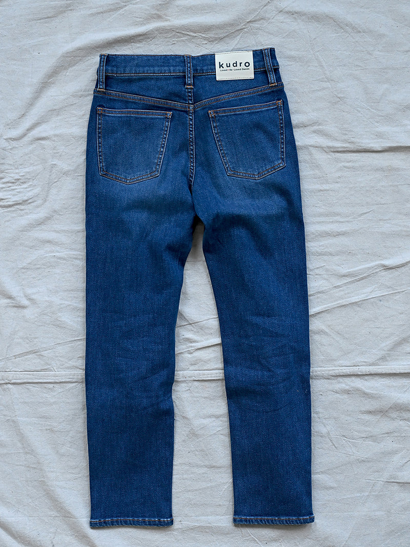 Kudro Kids The Destroy Skinny leg denim jeans full image of rear with back pockets