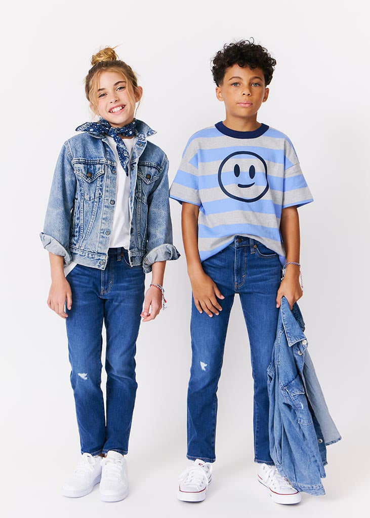 kudro kids destroy skinny jean full shot on boy and girl model