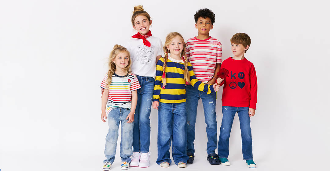 kudro kids jeans collection in various styles, ages and sizes on white background