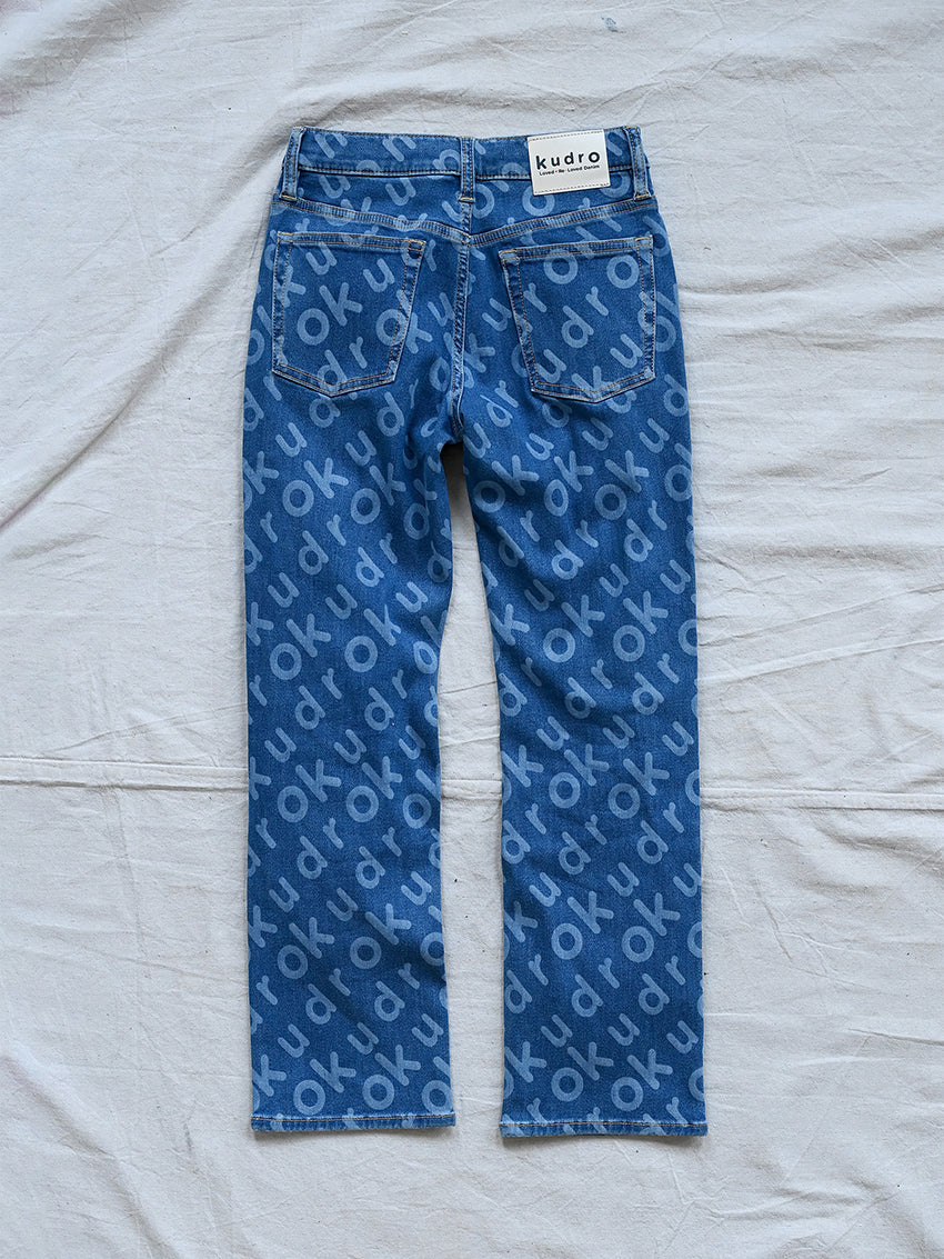 The Kudro Straight leg denim jeans with unique pattern