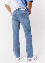 kudro kids utility straight jean back view showing bk pkts and bk patch on waistband