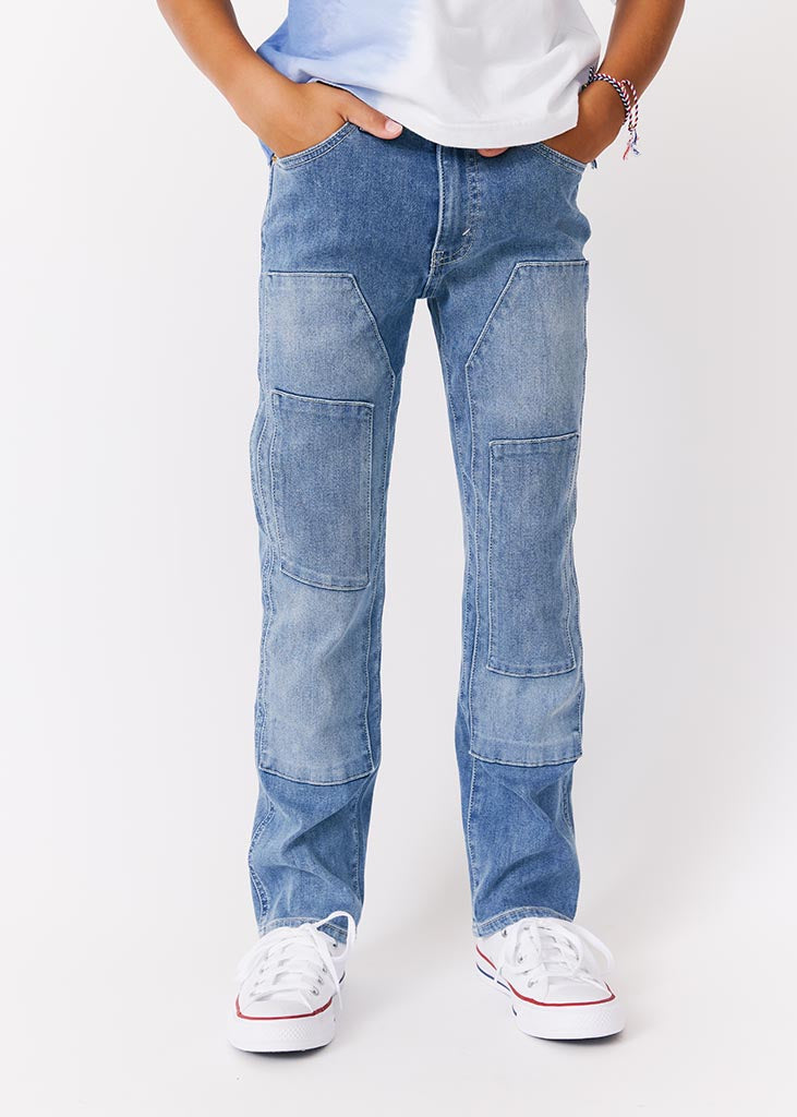 kudro kids utility straight jean close up image front of jean