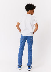 kudro kids wotto skinny jean with graphic ddodle print on  boy model back view