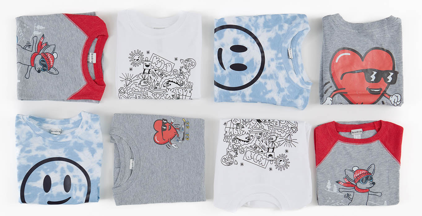 kudro graphic tee's folded up 