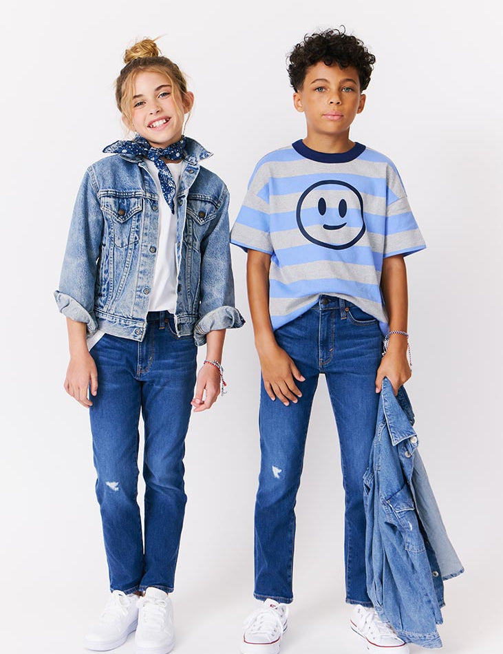 kudro kids destroy skinny jean full shot on boy and girl model