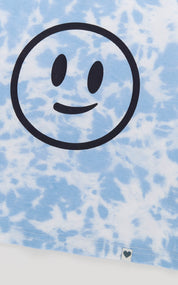 Smiley face symbol on a blue textured background