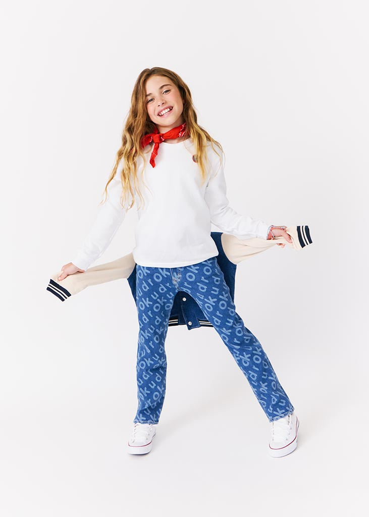 kudro kids straight printed jean girl model 